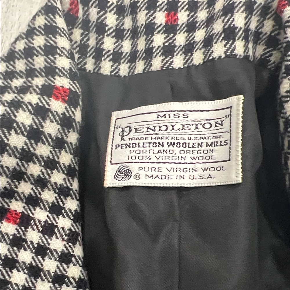 Pendleton Black and White Checkered Blazer and Skirt Set